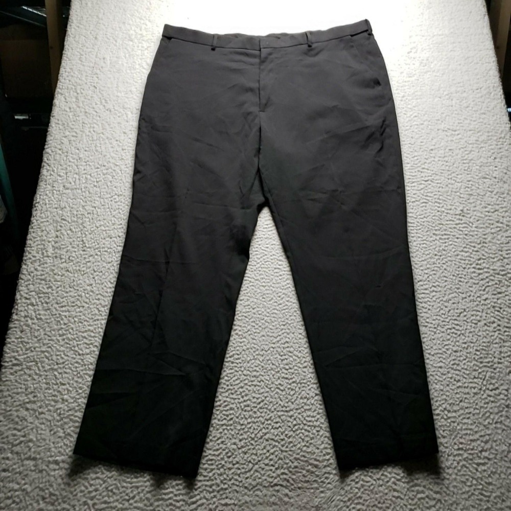 Van Heusen Dress Pants Mens 46x32 Black Traveler Flat Front Stretch Big & Tall
